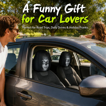 🔥LAST DAY SALE 49% OFF-😆 Funny Cartoon Car Headrest Covers – 2PCS Universal Fit 🚗
