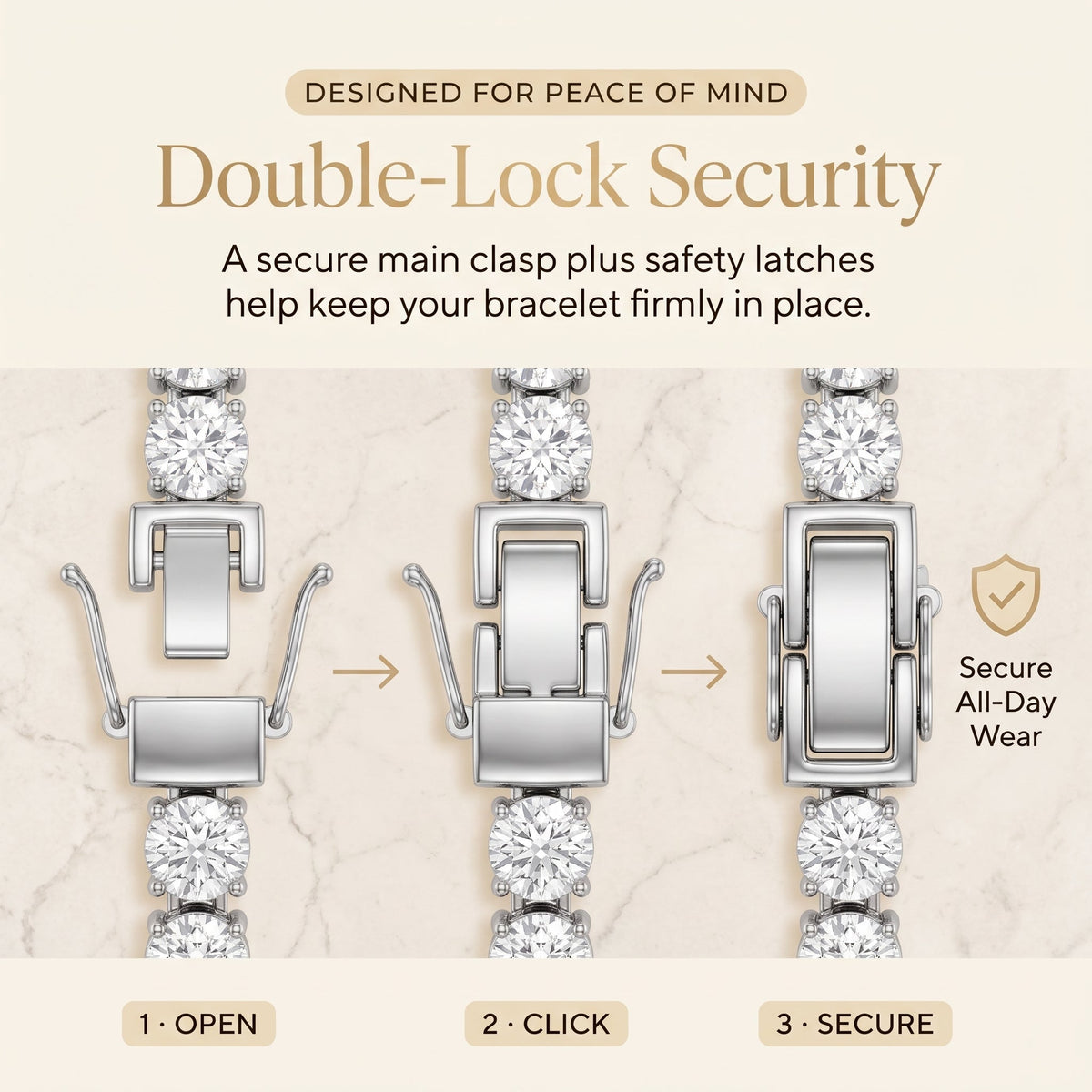 💎Classic 4mm D-Color Moissanite Tennis Bracelet – 14K Gold Plated with Double Safety Clasp✨