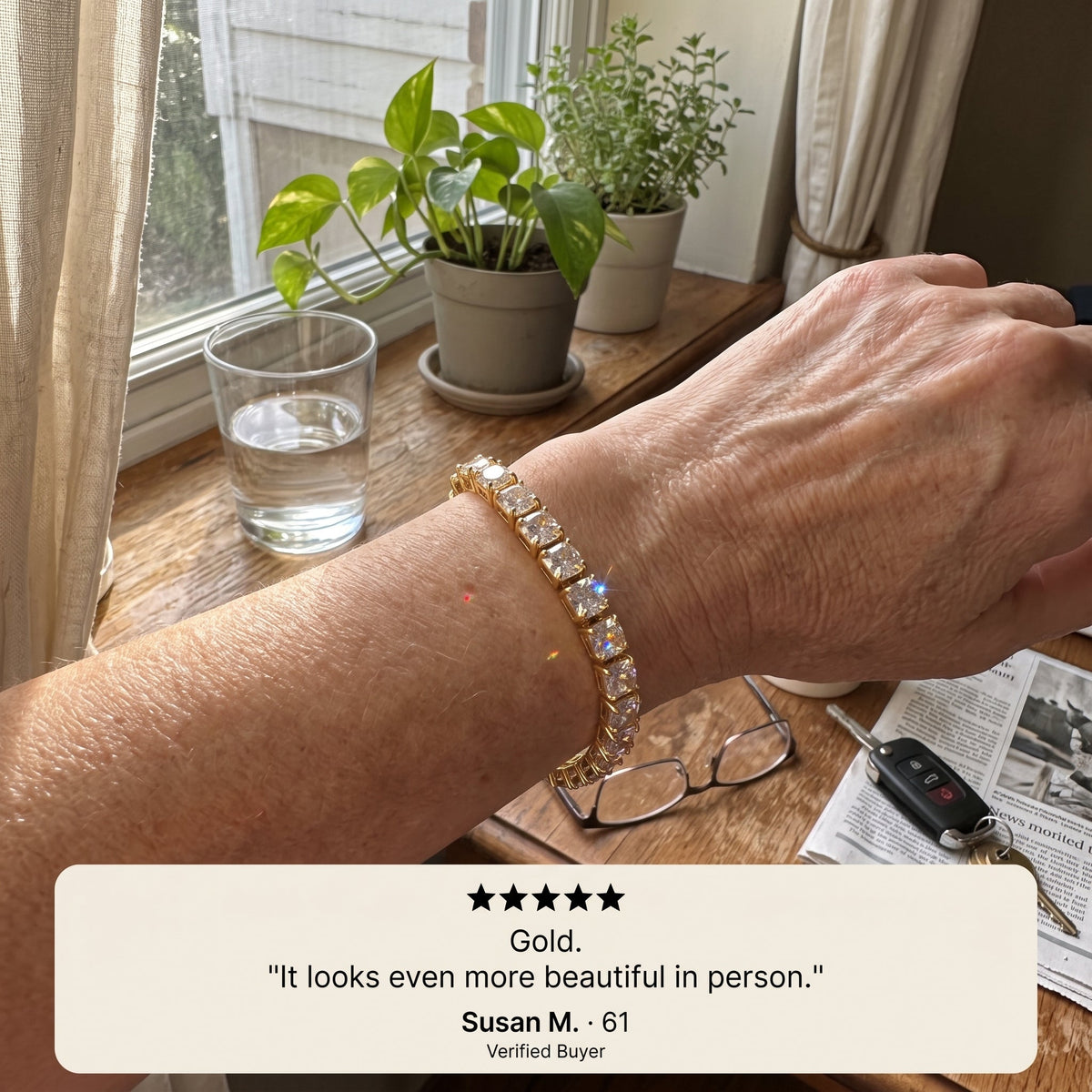 💎Classic 4mm D-Color Moissanite Tennis Bracelet – 14K Gold Plated with Double Safety Clasp✨