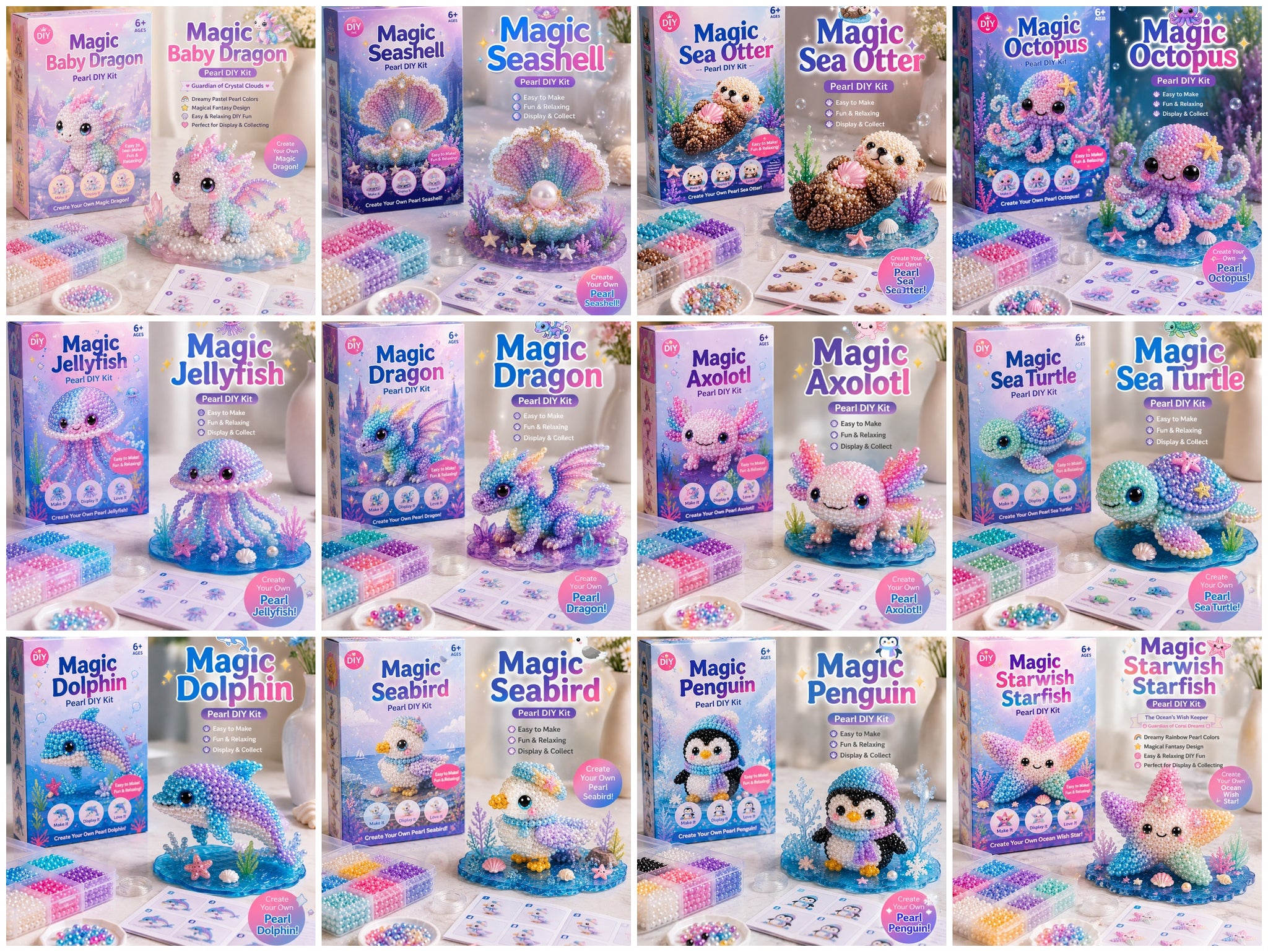 🔥Last Day BUY 2 GET 1 FREE🐚 12 Magical Ocean Friends DIY Kit – Create Your Own Adorable Sea Creatures!