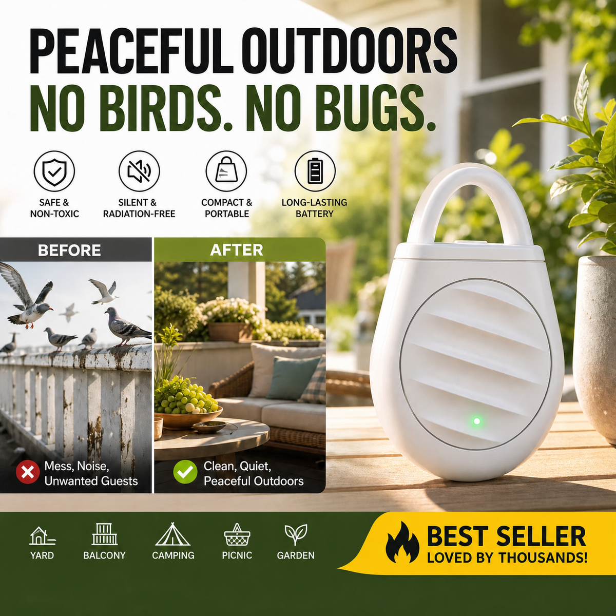 🐦No more trouble from birds, beasts and locusts！Portable Ultrasonic Bird Repellent Keychain