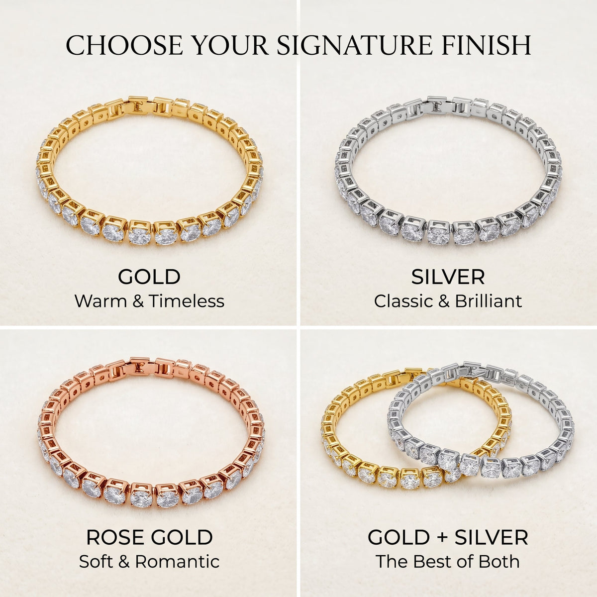 💎Classic 4mm D-Color Moissanite Tennis Bracelet – 14K Gold Plated with Double Safety Clasp✨