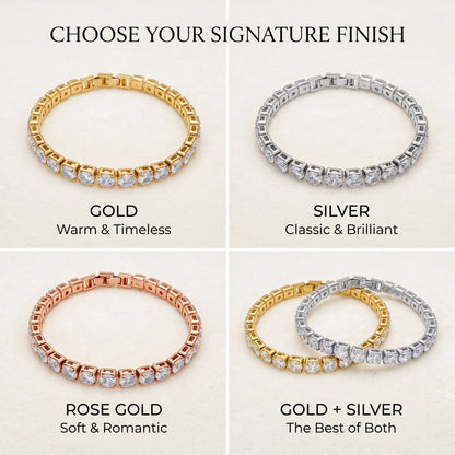 💎Classic 4mm D-Color Moissanite Tennis Bracelet – 14K Gold Plated with Double Safety Clasp✨