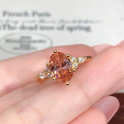 Padparadscha-Inspired Sunset Glow Ring🌄