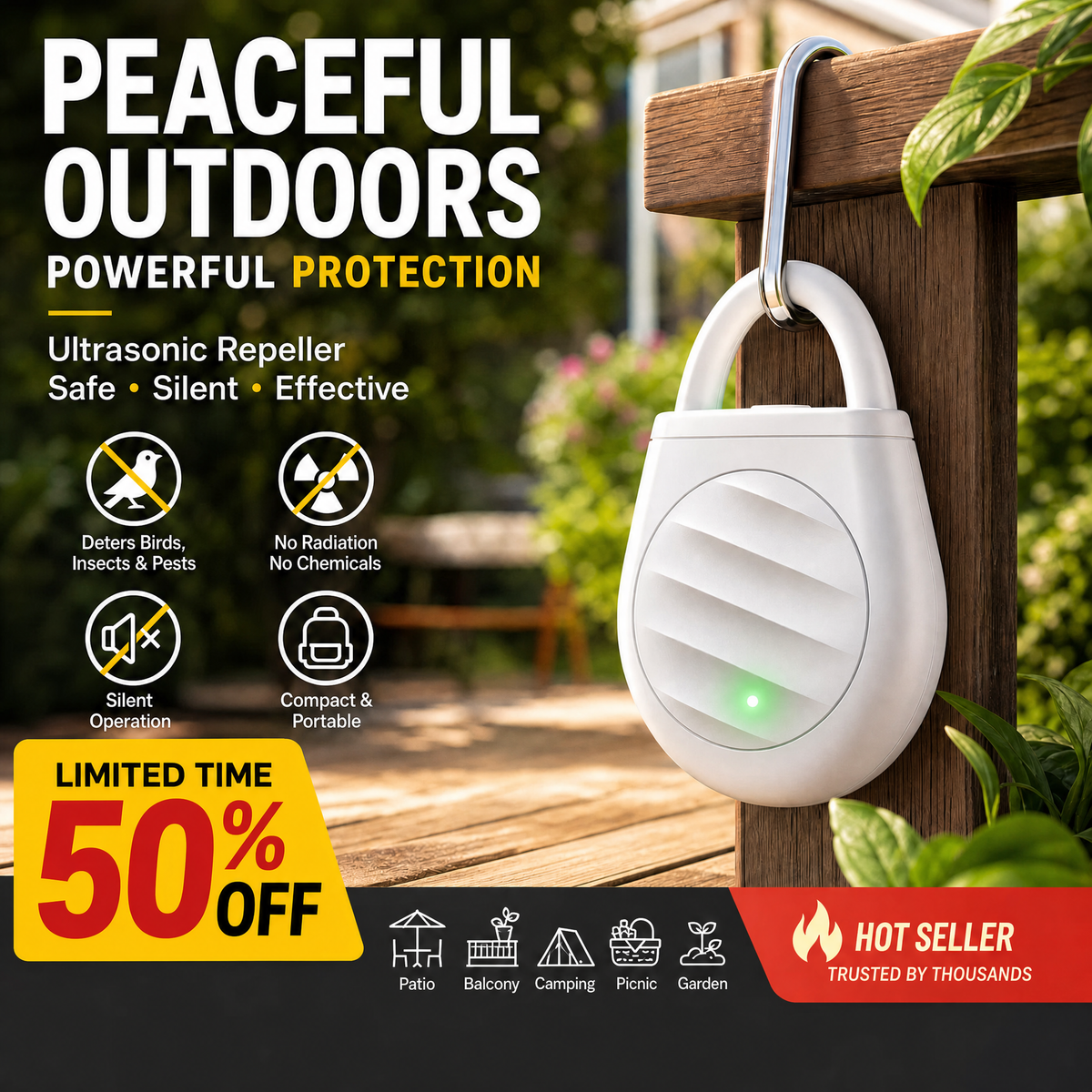 🐦No more trouble from birds, beasts and locusts！Portable Ultrasonic Bird Repellent Keychain