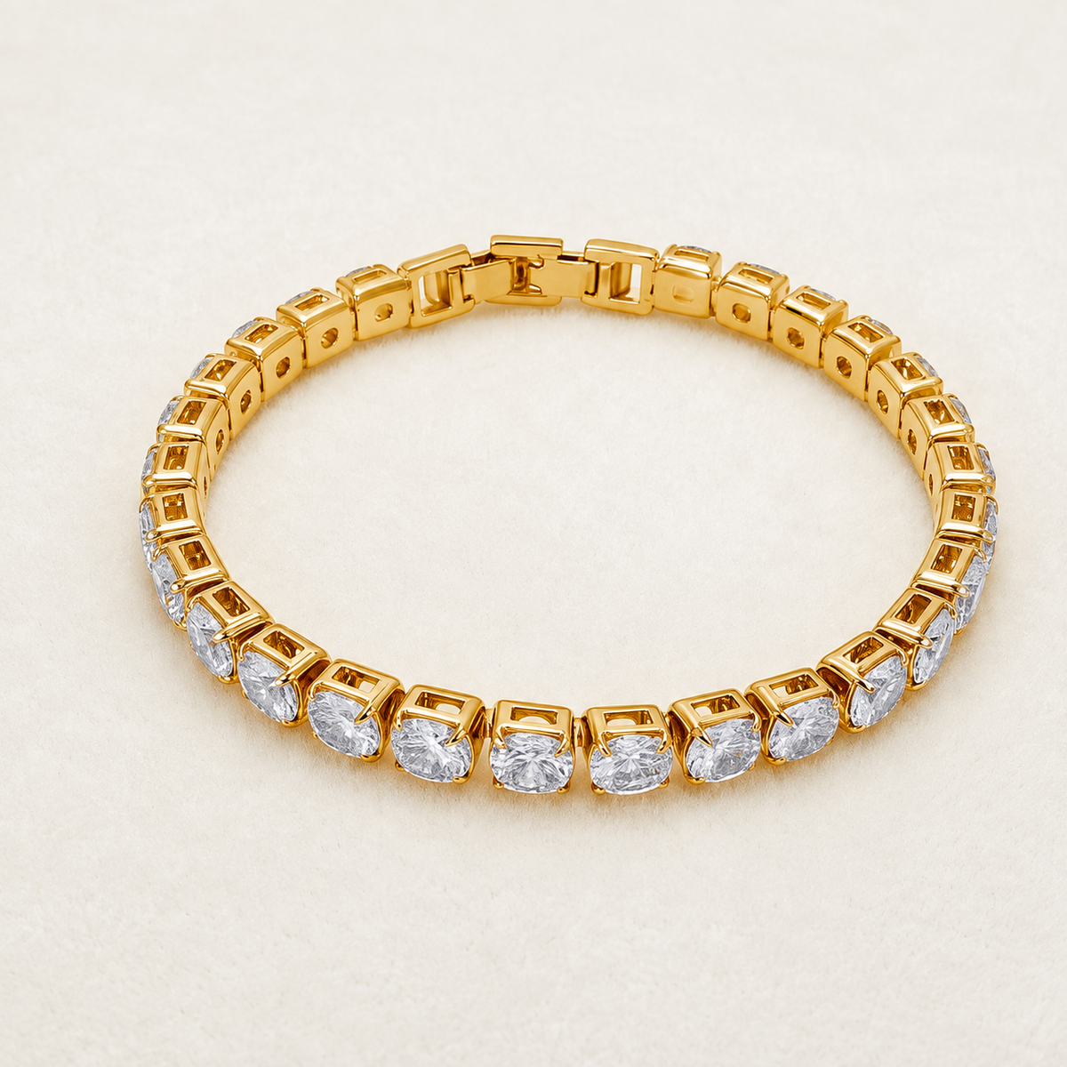 💎Classic 4mm D-Color Moissanite Tennis Bracelet – 14K Gold Plated with Double Safety Clasp✨