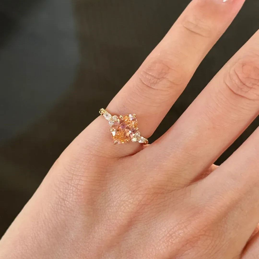 Padparadscha-Inspired Sunset Glow Ring🌄