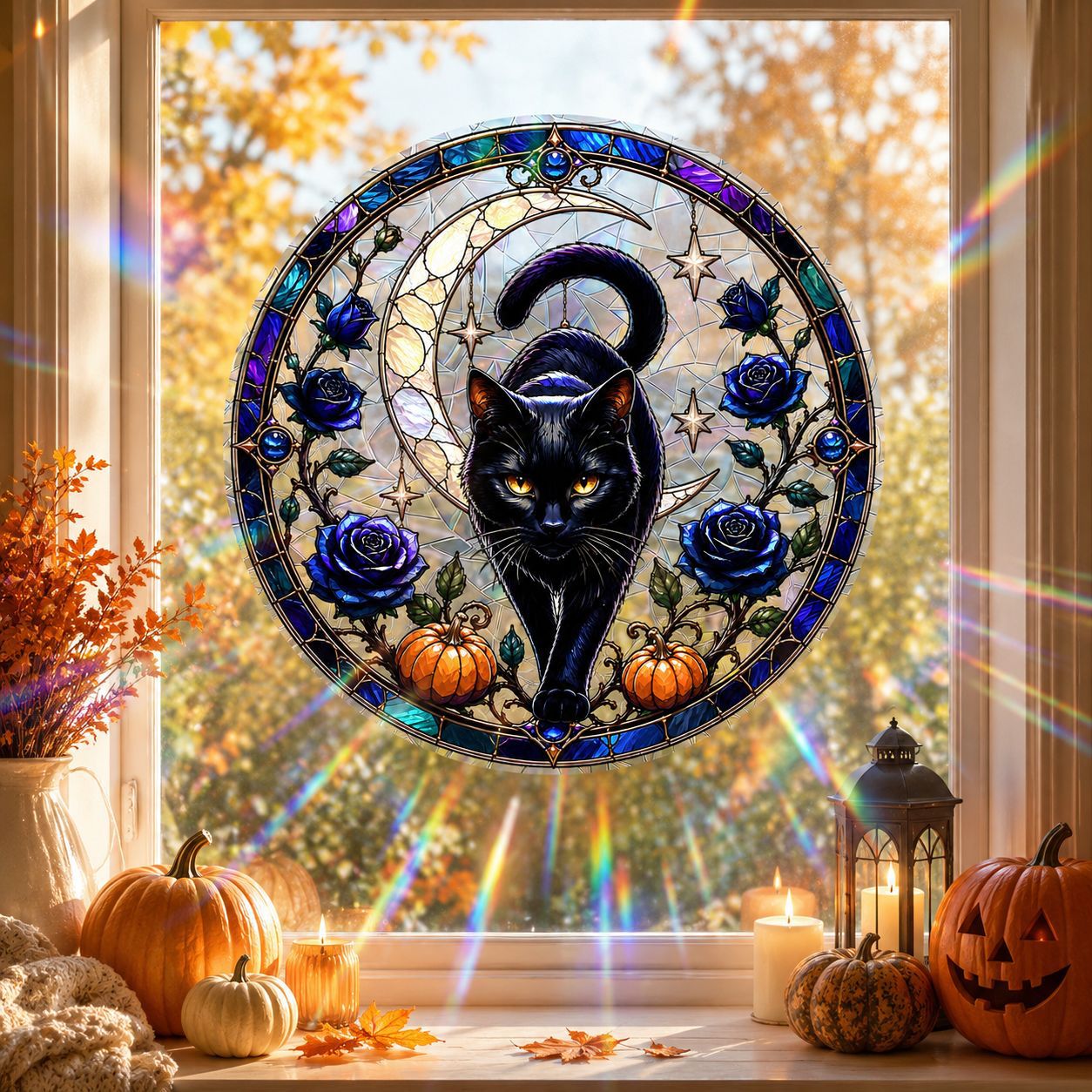 Sunlit Seasons👻 Stained-Glass-Style Window Clings🪟✨