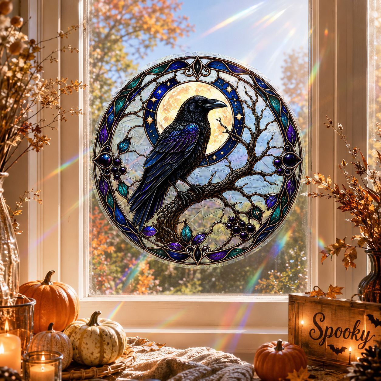 Sunlit Seasons👻 Stained-Glass-Style Window Clings🪟✨