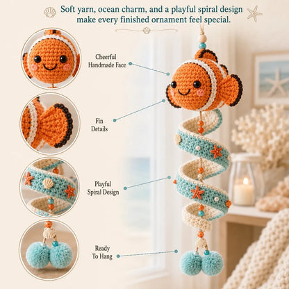 🌊 Beginner-Friendly Ocean Animal Spiral Crochet Hanging Ornament Kit | Complete Kit with All Tools & Step-by-Step Guide Included 💕