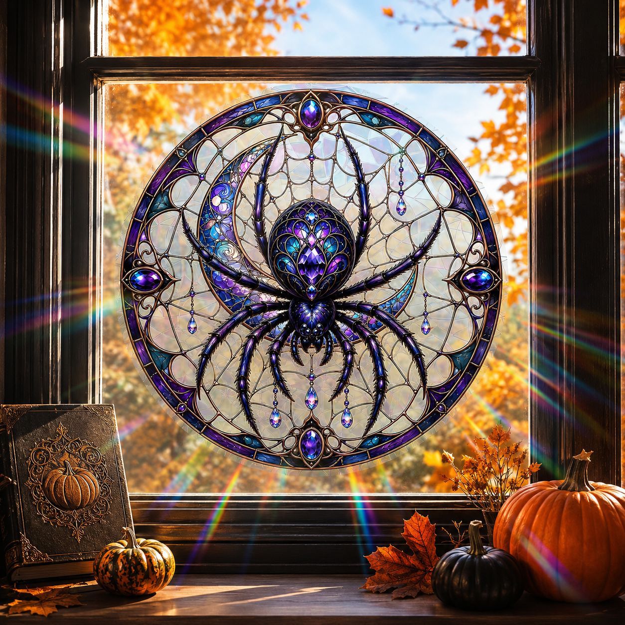 Sunlit Seasons👻 Stained-Glass-Style Window Clings🪟✨