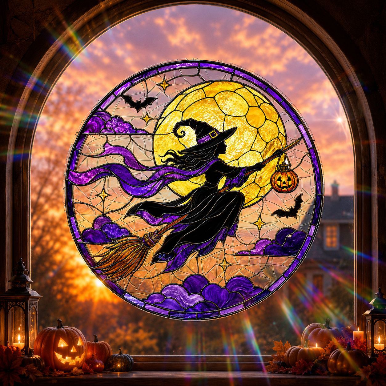 Sunlit Seasons👻 Stained-Glass-Style Window Clings🪟✨