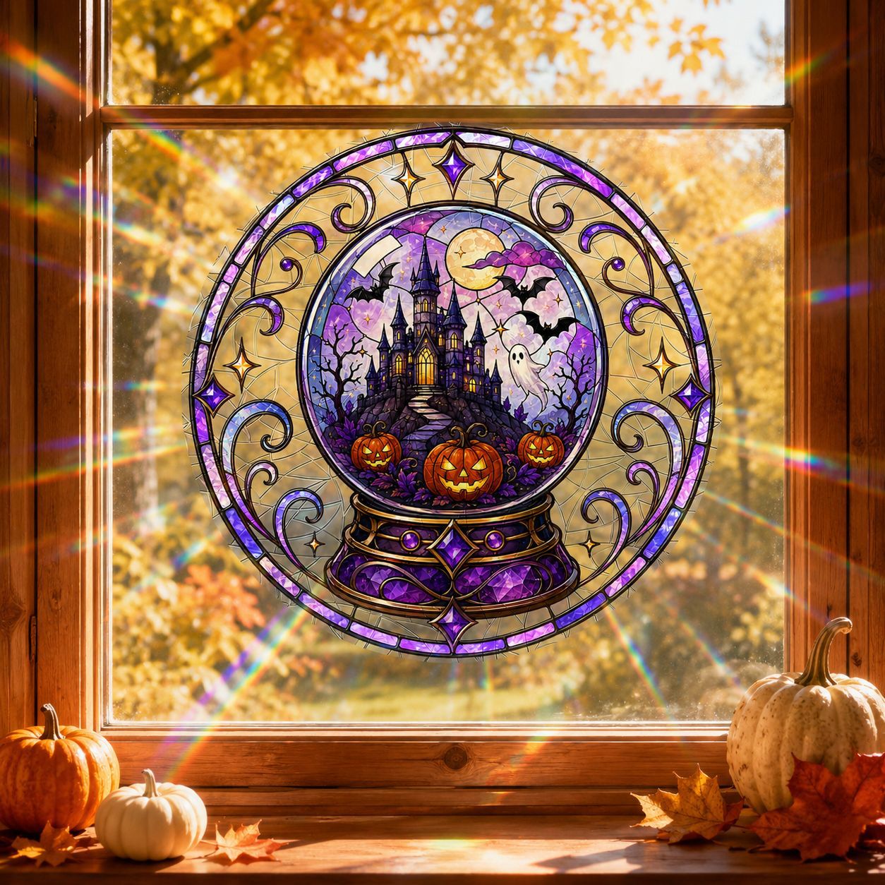 Sunlit Seasons👻 Stained-Glass-Style Window Clings🪟✨