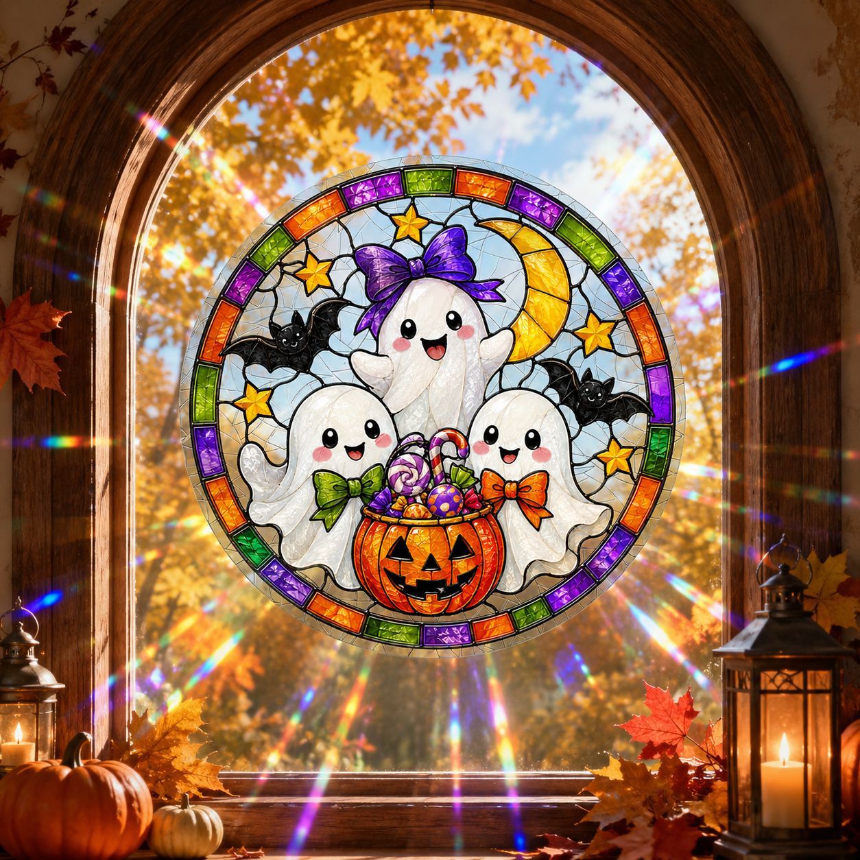 Sunlit Seasons👻 Stained-Glass-Style Window Clings🪟✨