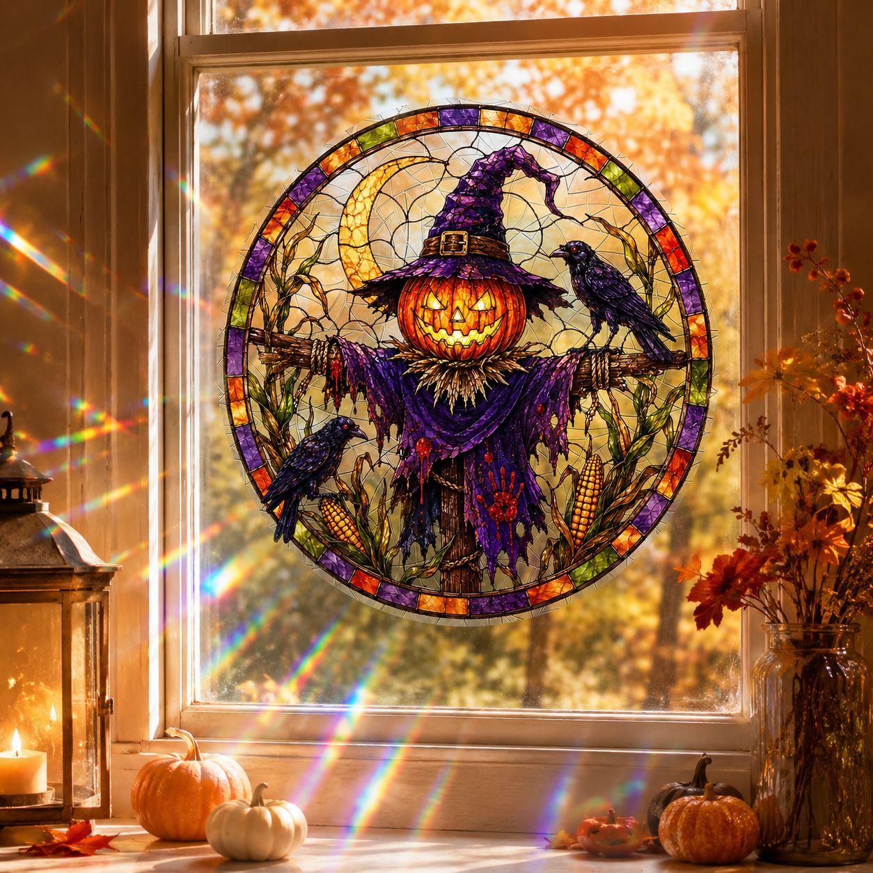 Sunlit Seasons👻 Stained-Glass-Style Window Clings🪟✨