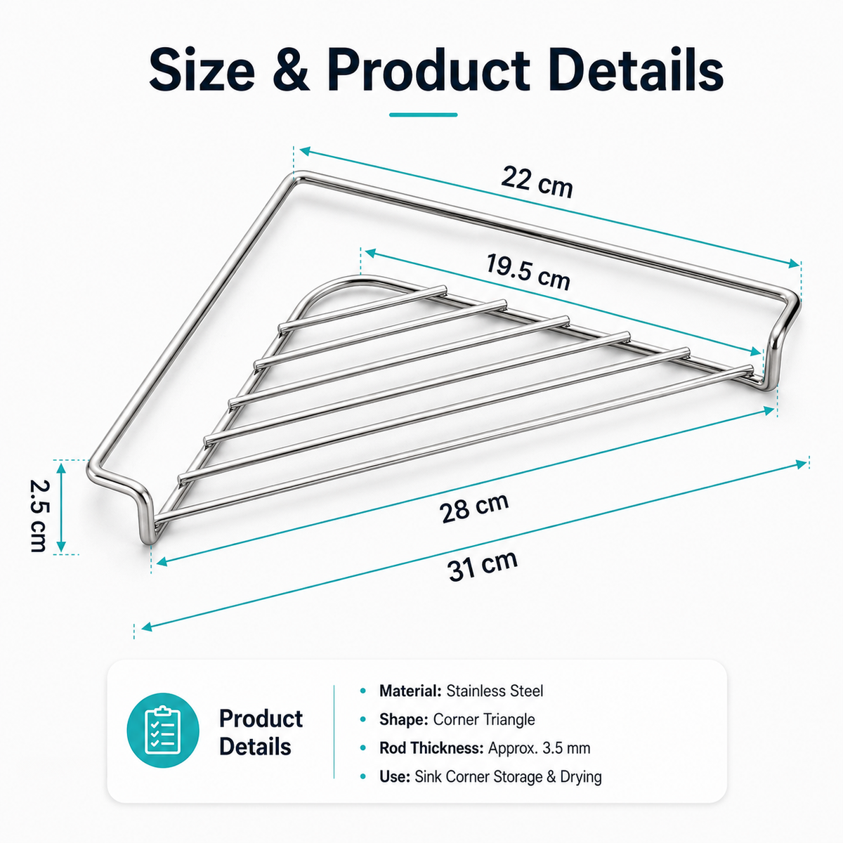 🔥Stainless Steel Corner Sink Drain Rack | Kitchen Organizer🏠