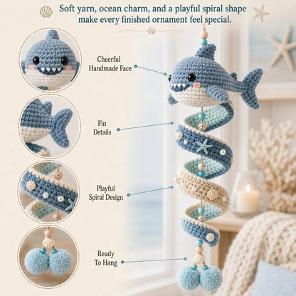 🌊 Beginner-Friendly Ocean Animal Spiral Crochet Hanging Ornament Kit | Complete Kit with All Tools & Step-by-Step Guide Included 💕