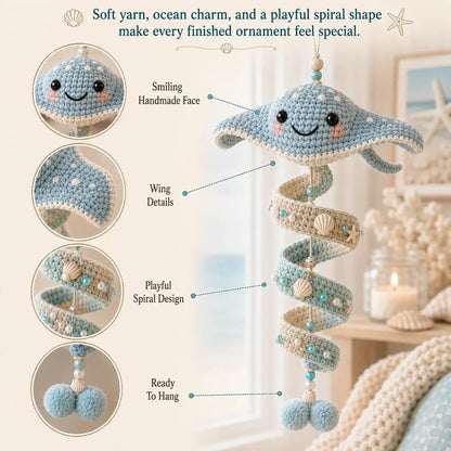 🌊 Beginner-Friendly Ocean Animal Spiral Crochet Hanging Ornament Kit | Complete Kit with All Tools & Step-by-Step Guide Included 💕
