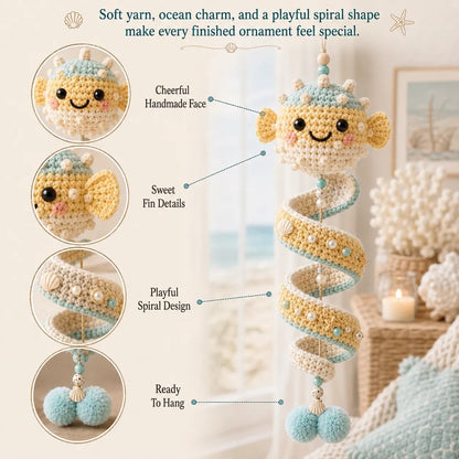 🌊 Beginner-Friendly Ocean Animal Spiral Crochet Hanging Ornament Kit | Complete Kit with All Tools & Step-by-Step Guide Included 💕