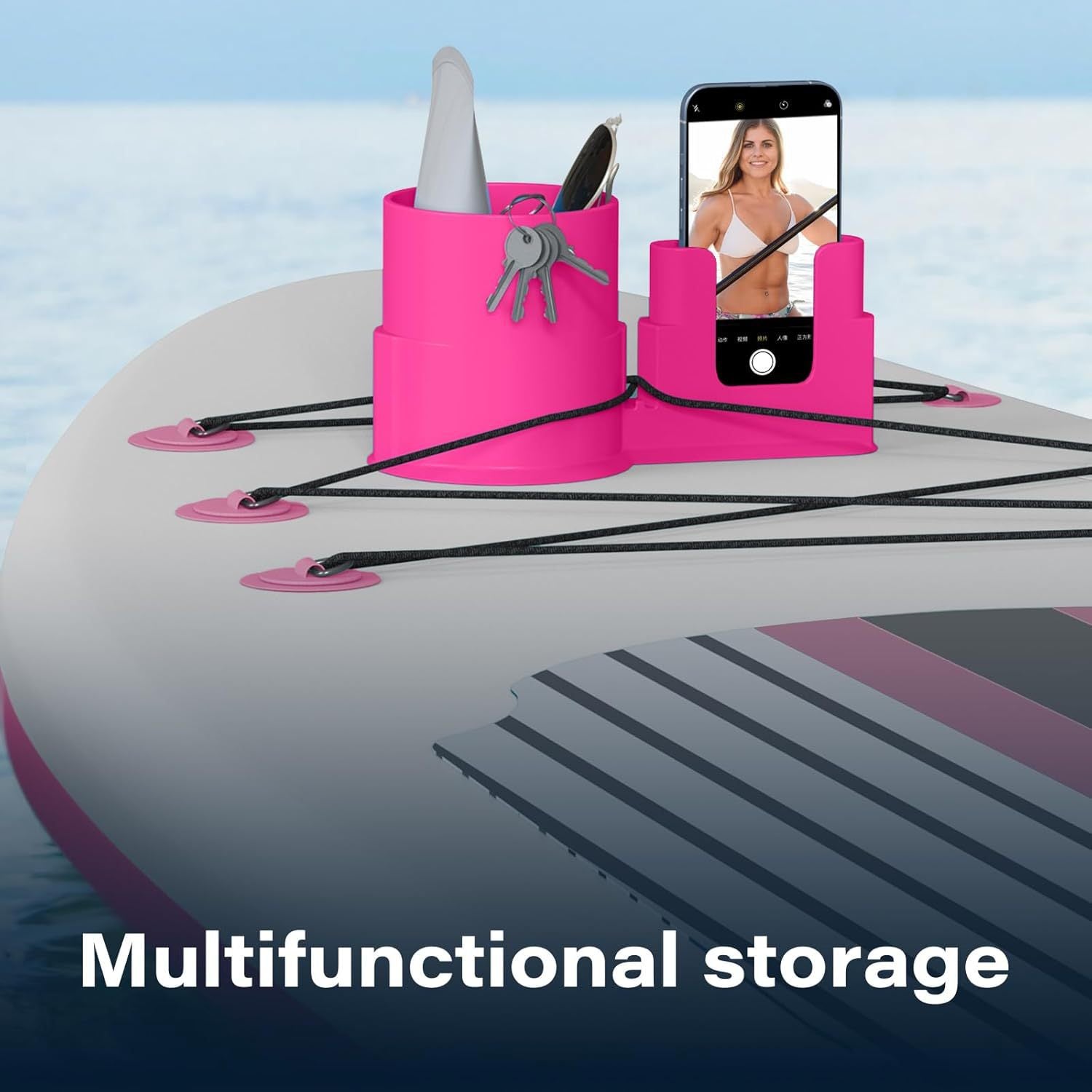 🔥2-in-1 Bungee-Mounted Paddle Board Cup & Phone Holder🚣