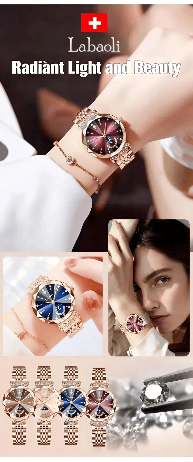 🌟Women's Luxury Shiny Waterproof Stainless Steel Watch