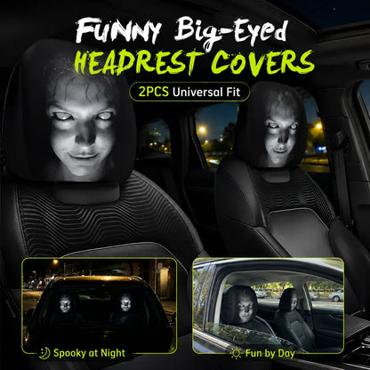🔥LAST DAY SALE 49% OFF-😆 Funny Cartoon Car Headrest Covers – 2PCS Universal Fit 🚗