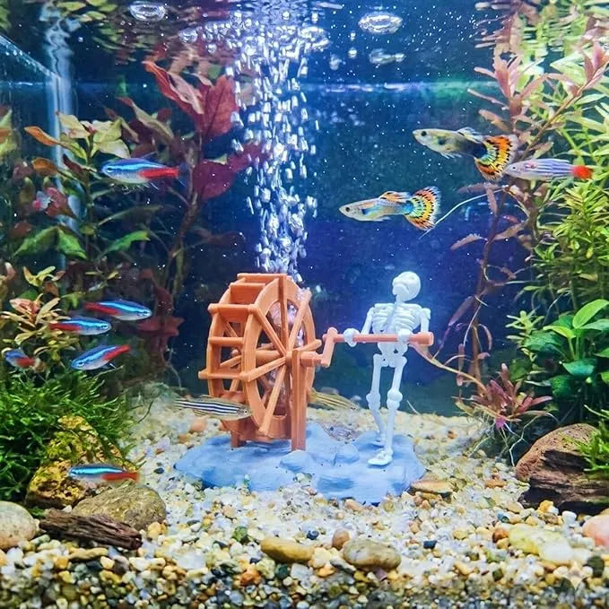 🌊Funny Skeleton Water Wheel Aquarium Ornament