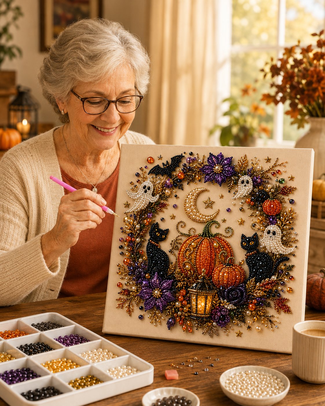 ✨ Halloween Pearl Art DIY Kit – Turn Tiny Pearls into Spooky-Cute Magic👻