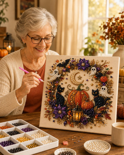 ✨ Halloween Pearl Art DIY Kit – Turn Tiny Pearls into Spooky-Cute Magic👻
