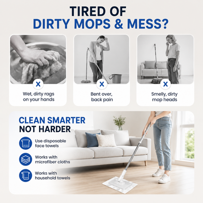 Self-Clipping Flat Mop🧹-10 Pads Included🔥