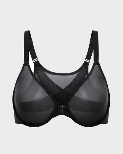 Front Closure Underwire Unlined Back Support Plunge Bra