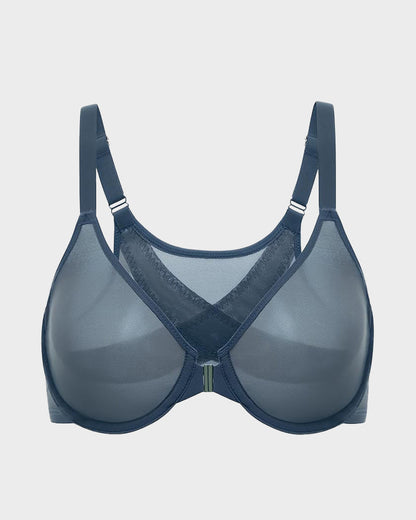 Front Closure Underwire Unlined Back Support Plunge Bra