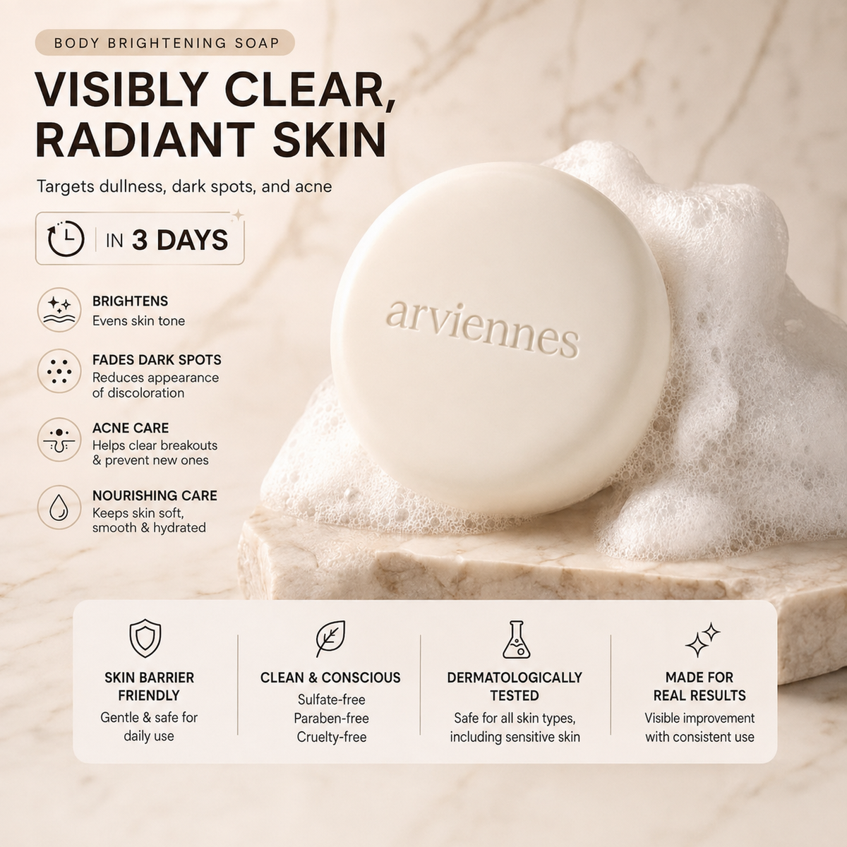 🛁 Niacinamide Skin Brightening Soap melasma dark spots freckle