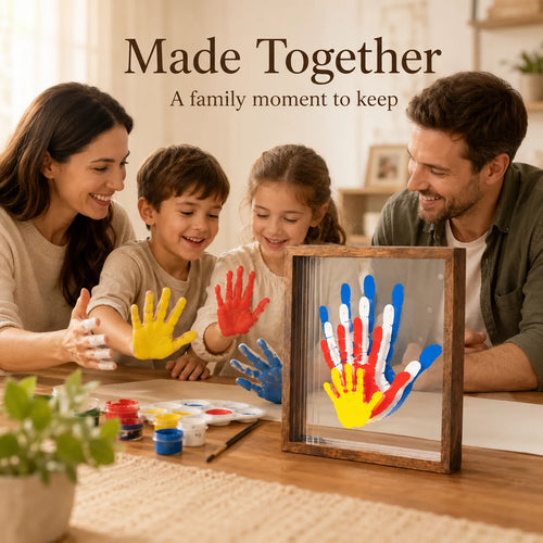 ❤️Wooden Transparent Handprint Frame Set, DIY Family Memorial Gift Kit