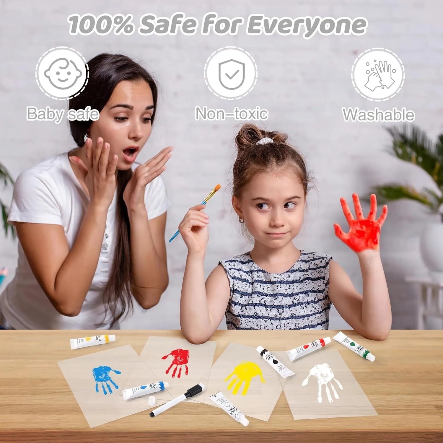 ❤️Wooden Transparent Handprint Frame Set, DIY Family Memorial Gift Kit
