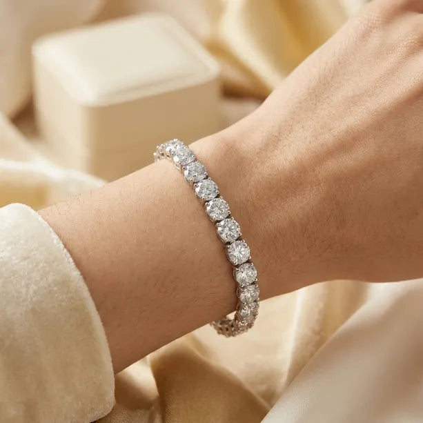 💎Classic 4mm D-Color Moissanite Tennis Bracelet – 14K Gold Plated with Double Safety Clasp✨