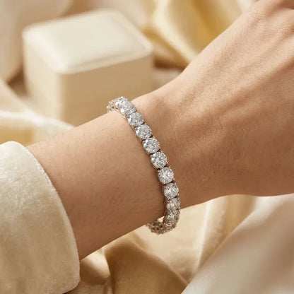 💎Classic 4mm D-Color Moissanite Tennis Bracelet – 14K Gold Plated with Double Safety Clasp✨