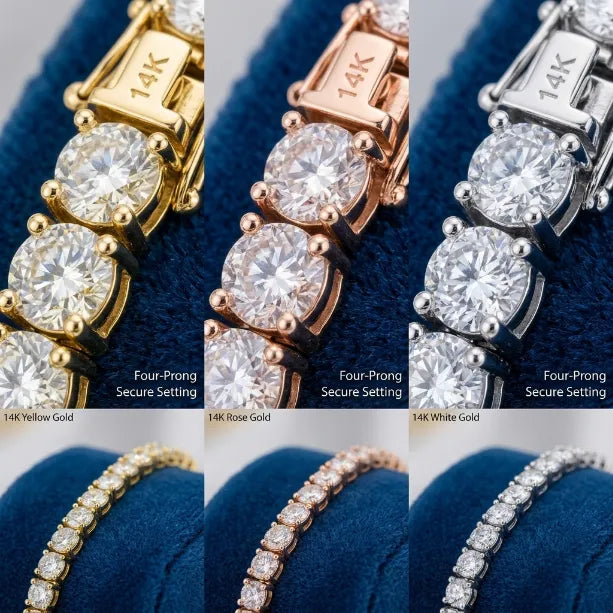 💎Classic 4mm D-Color Moissanite Tennis Bracelet – 14K Gold Plated with Double Safety Clasp✨