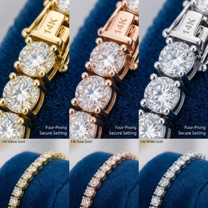 💎Classic 4mm D-Color Moissanite Tennis Bracelet – 14K Gold Plated with Double Safety Clasp✨