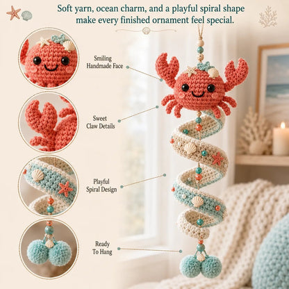 🌊 Beginner-Friendly Ocean Animal Spiral Crochet Hanging Ornament Kit | Complete Kit with All Tools & Step-by-Step Guide Included 💕