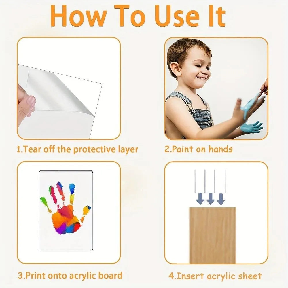 ❤️Wooden Transparent Handprint Frame Set, DIY Family Memorial Gift Kit