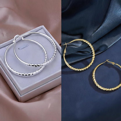🎉 BUY 1 GET 1 FREE 🎁 Diamond-Cut Hoop Earrings for Women – Elegant, Sparkling 💎