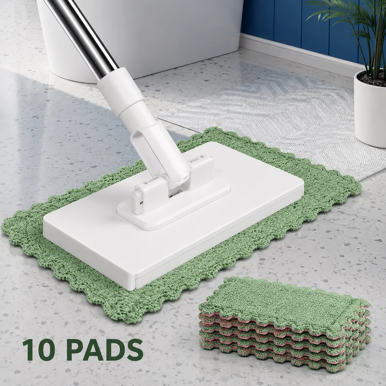 Self-Clipping Flat Mop🧹-10 Pads Included🔥