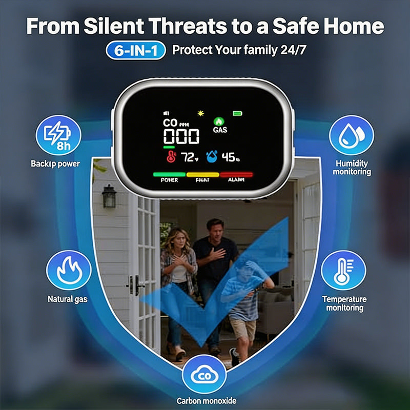 Portable Multi-Gas Alarm with LCD Display & Battery Backup
