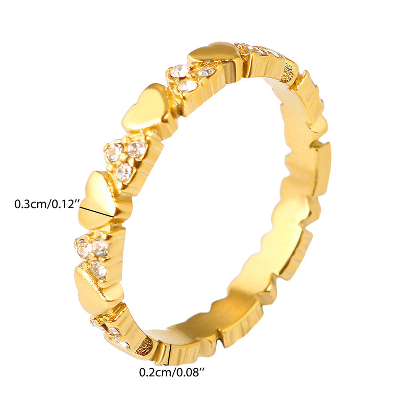 💍Women's Elegant Heart Eternity Ring – Micro-Paved Zircons, Stainless Steel, Stackable ✨