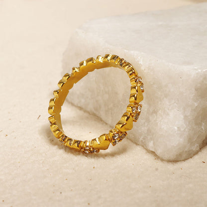 💍Women's Elegant Heart Eternity Ring – Micro-Paved Zircons, Stainless Steel, Stackable ✨