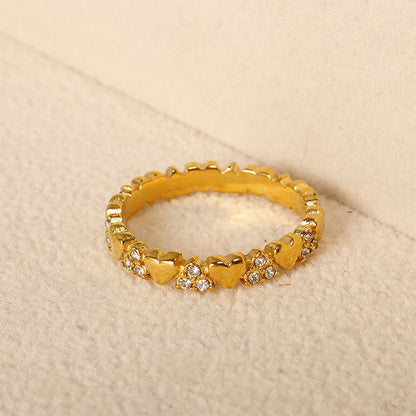 💍Women's Elegant Heart Eternity Ring – Micro-Paved Zircons, Stainless Steel, Stackable ✨