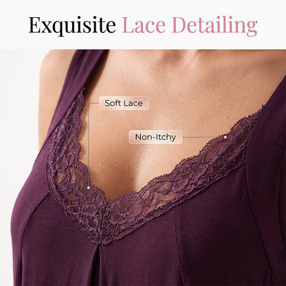 🎉 2026 Sale — Over 31,000 Sold!🌙 Women's Lace V-Neck Nightdress Loose Modal Slip Sleepwear 💤