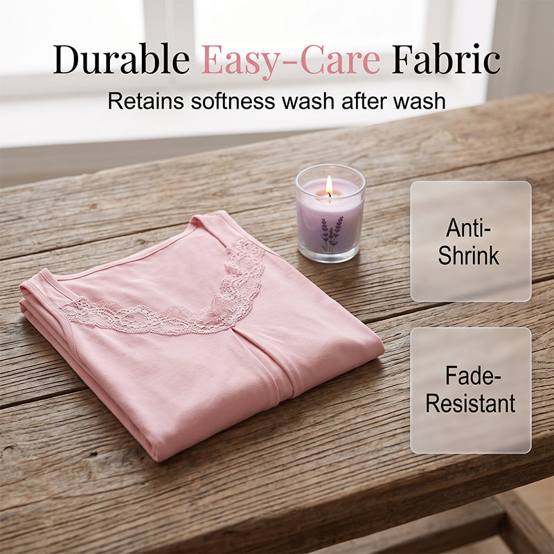 🎉 2026 Sale — Over 31,000 Sold!🌙 Women's Lace V-Neck Nightdress Loose Modal Slip Sleepwear 💤