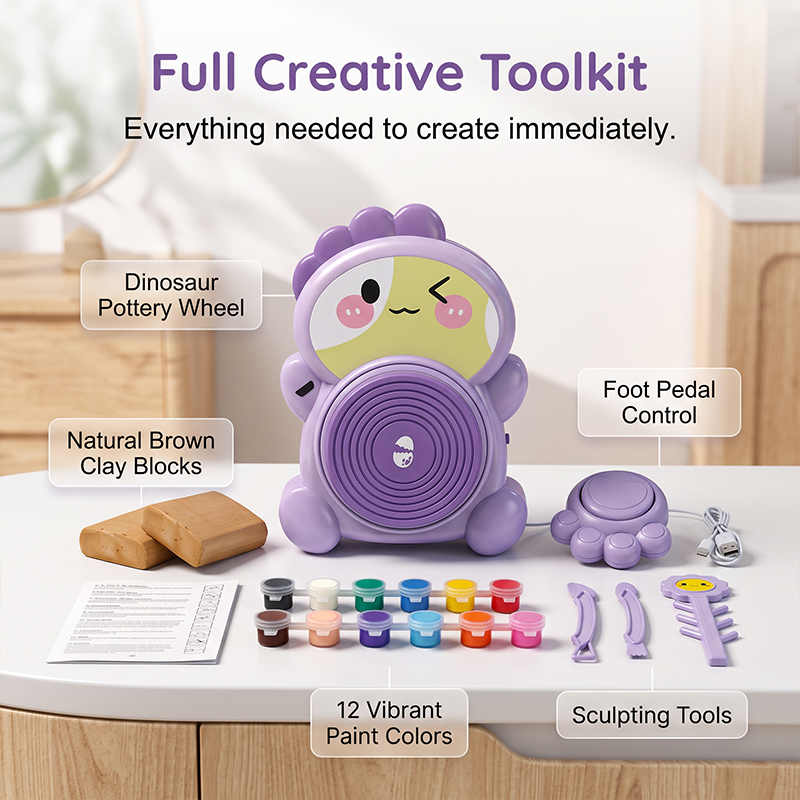 📢📢40% OFF !! ⏰Kids Electric Pottery Wheel DIY Clay Craft Kit